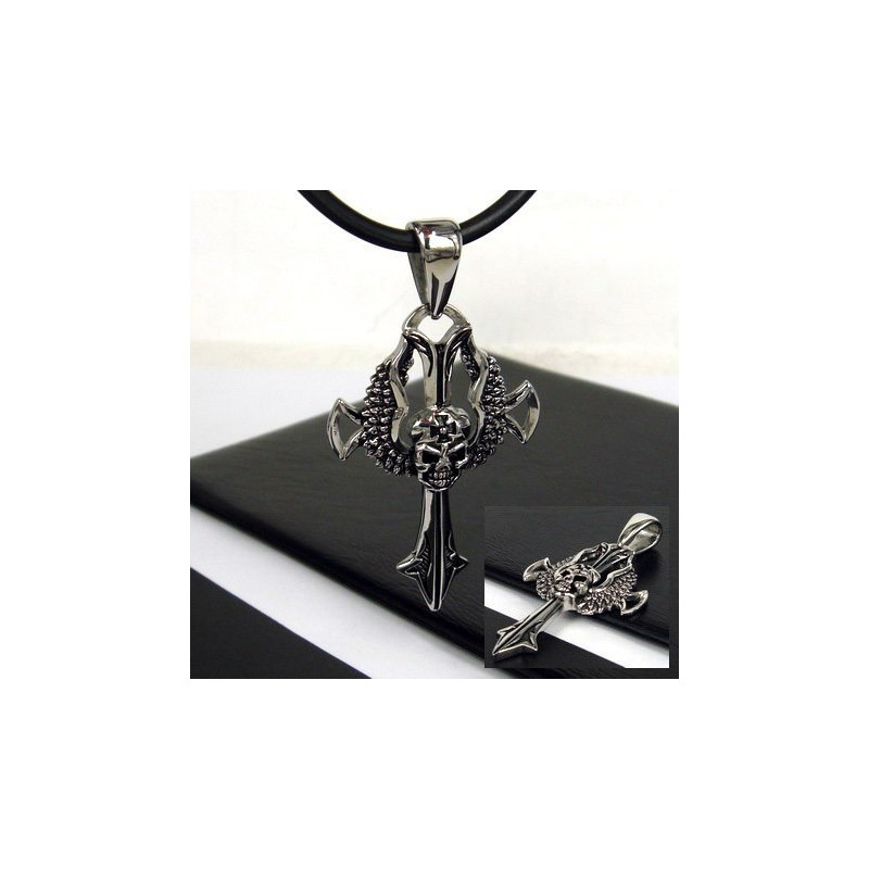 Cool Man Skull Cross Pure Titanium Vedhæng Gratis Kæde