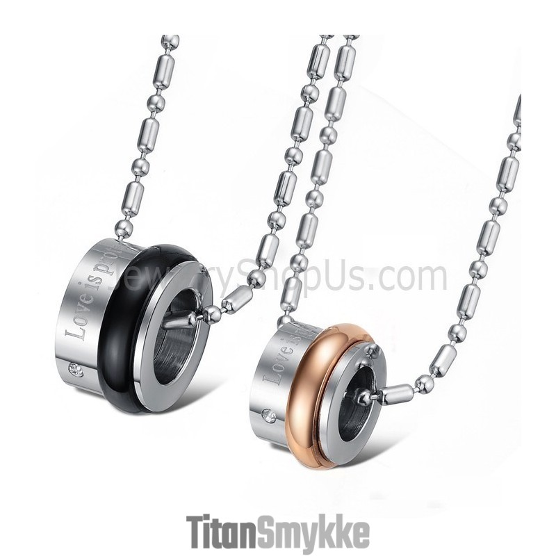 Titanium Lovers Vedhæng Med Rhinsten Og Gratis Kæder C729
