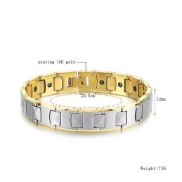 Wolfram Højglans Magnetisk Energi Sundhedsarmbånd Plantning 18 Karat Guld C940