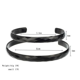 Sorte Wolfram Højglanspolerede Pararmbånd C896