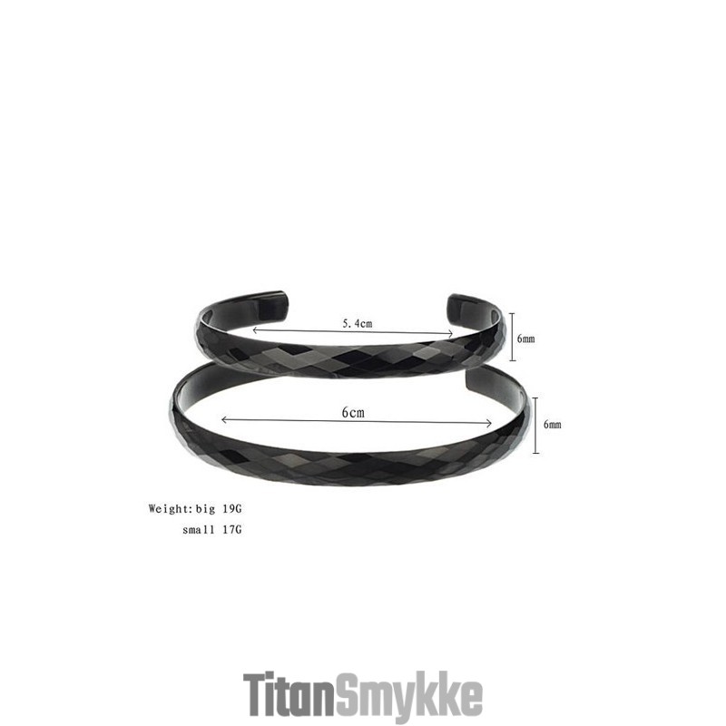 Sorte Wolfram Højglanspolerede Pararmbånd C896