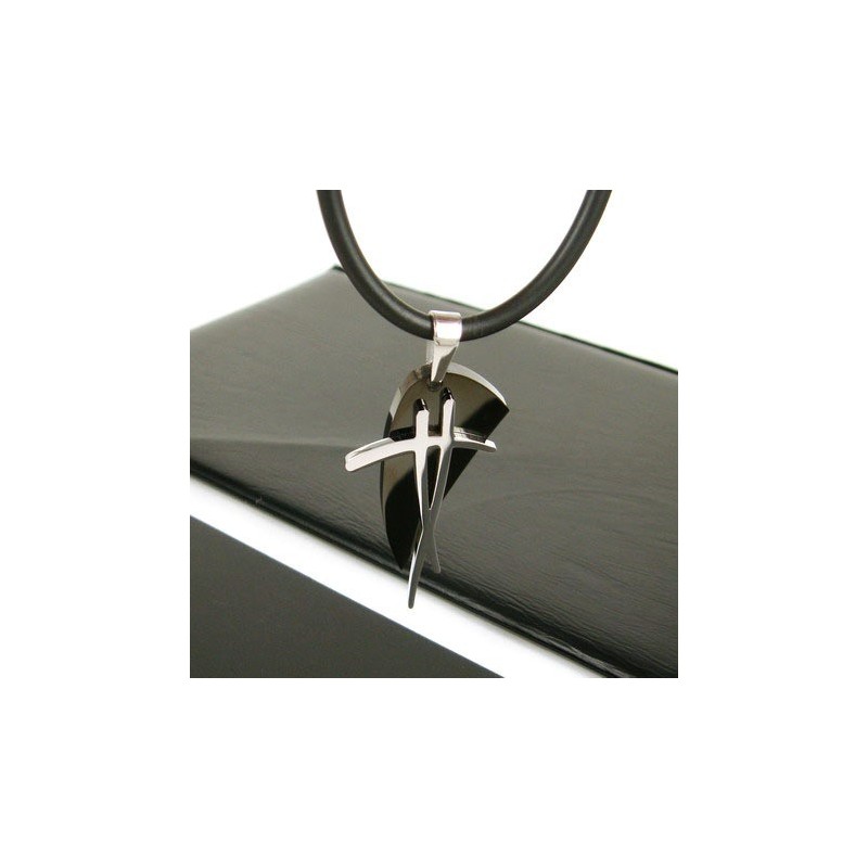 Sutra Man Sort Symbol Titanium Stål Vedhæng Halskæde Gave