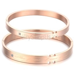 Tatanium Rosaguld Pararmbånd Med Rhinsten C710