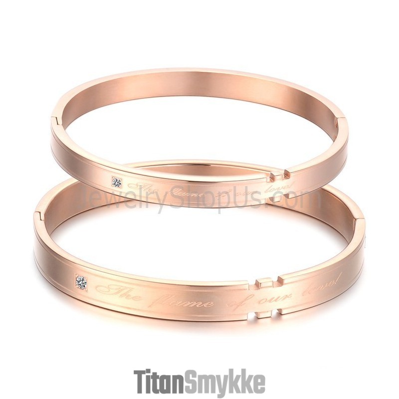 Tatanium Rosaguld Pararmbånd Med Rhinsten C710