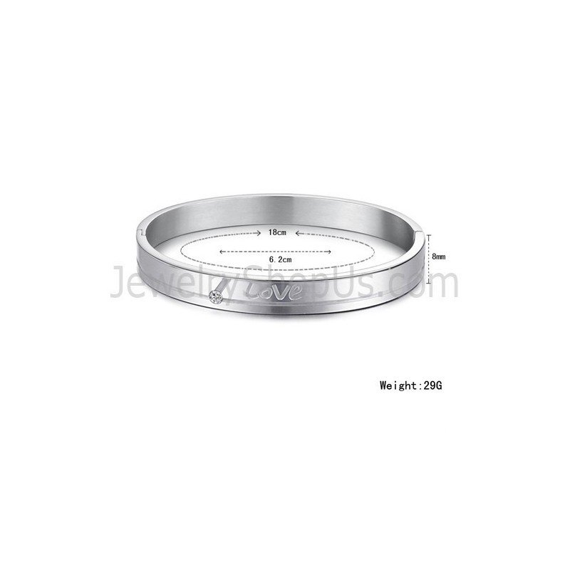 Tatanium "Love" Pararmbånd Med Rhinsten C874 Tatanium "Love" Pararmbånd Med Rhinsten C874