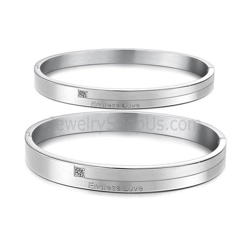 Tatanium "Endless Love" Pararmbånd Med Rhinsten C870 Tatanium "Endless Love" Pararmbånd Med Rhinsten C870