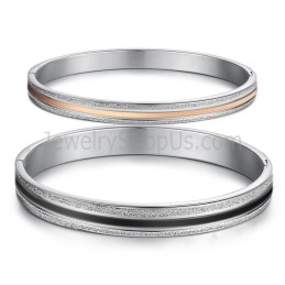 Tatanium Rosaguld Og Sorte Pararmbånd C869