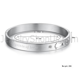 Tatanium "Footprints Of Love" Pararmbånd Med Hule Fodspor Og Rhinsten C850