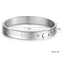 Tatanium "Footprints Of Love" Pararmbånd Med Hule Fodspor Og Rhinsten C850