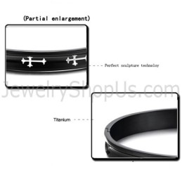 Tatanium Sorte Pararmbånd Med Hvidt Kors C747
