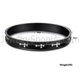 Tatanium Sorte Pararmbånd Med Hvidt Kors C747
