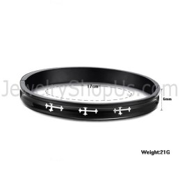 Tatanium Sorte Pararmbånd Med Hvidt Kors C747