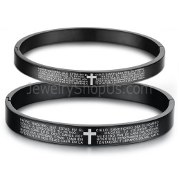 Tatanium Sorte Kors Pararmbånd Med Hvidt Kors C848