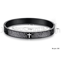 Tatanium Sorte Kors Pararmbånd Med Hvidt Kors C848