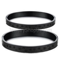 Tatanium Sorte Stjerner Pararmbånd C863