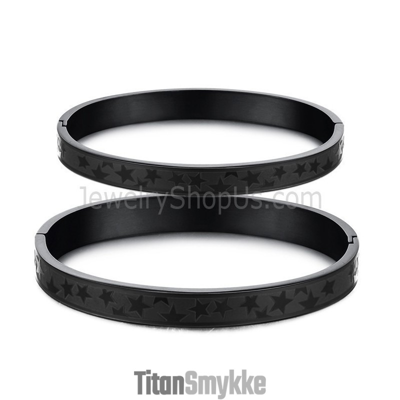 Tatanium Sorte Stjerner Pararmbånd C863