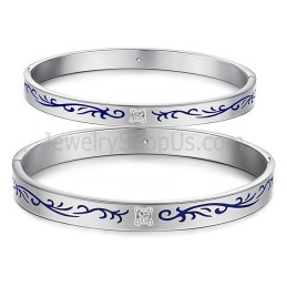 Tatanium Pararmbånd Med Blå Blomster C858