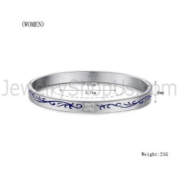Tatanium Pararmbånd Med Blå Blomster C858