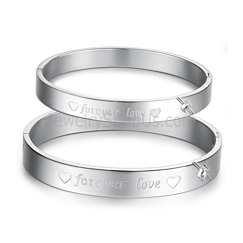 Tatanium Sweetheart "Forever Love" Pararmbånd Med Rhinsten C847