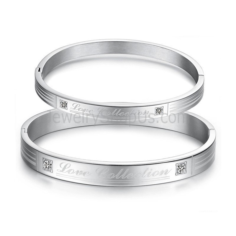 Tatanium "Love Collection" Pararmbånd Med Rhinsten C849