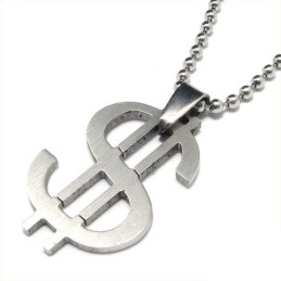 Cool Man Dollar Symbol Halskæde I Ren Titanium Vedhæng Gratis Kæde
