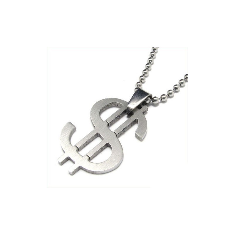 Cool Man Dollar Symbol Halskæde I Ren Titanium Vedhæng Gratis Kæde