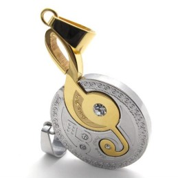 Guld Vedhæng Med Diamanter Og Titanium