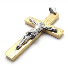 Jesus Guld Titanium Kors Vedhæng