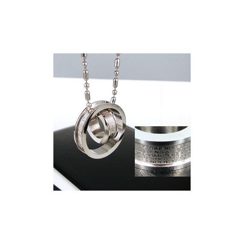 Man 2 Hoop Cross Bible Pure Titanium Vedhæng Halskæde
