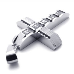 Titanium Vedhæng Med Kors Og Diamanter