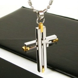 Man Shining Cross Pure Titanium Vedhæng Halskæde Gratis Kæde