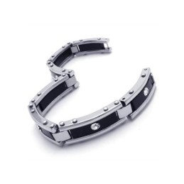 Herre Sort Sølv Ren Titanium Armbånd Gummi Armbånd