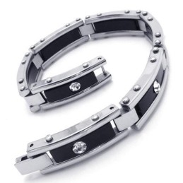 Herre Sort Sølv Ren Titanium Armbånd Gummi Armbånd
