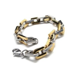 Herre-Drenge Armbånd I Ren Titanium Med Vedhæng I Gyldent Sølv