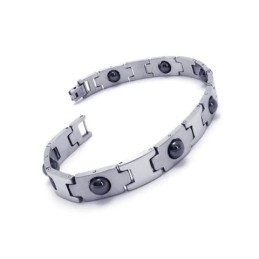 Herre Drenge Sølv Sort Ren Titanium Magnetisk Armbånd