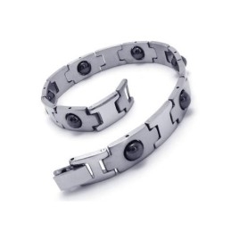 Herre Drenge Sølv Sort Ren Titanium Magnetisk Armbånd