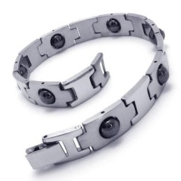 Herre Drenge Sølv Sort Ren Titanium Magnetisk Armbånd
