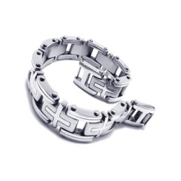 Herrearmbånd Med Kors I Sølv Og Ren Titanium Til Drenge