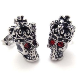 Røde Diamant Krone Kranie Titanium Øreringe