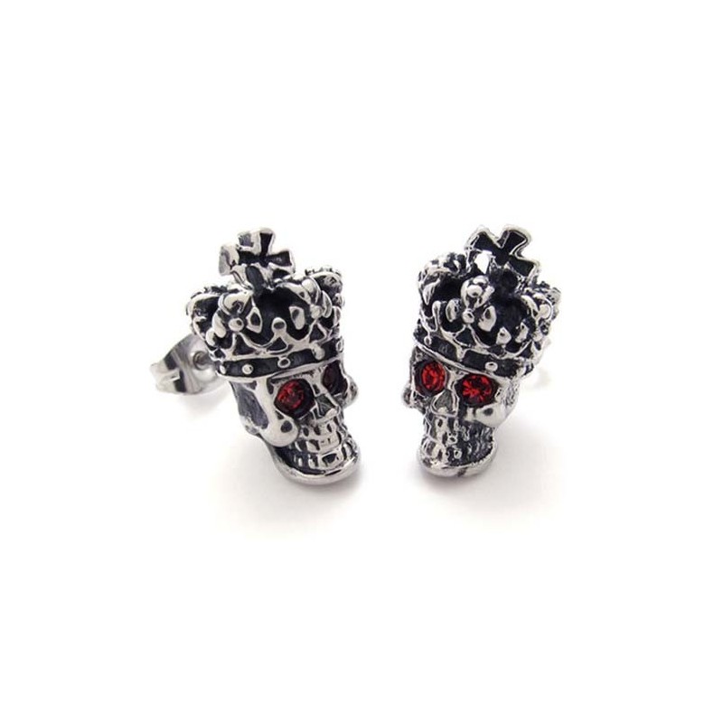 Røde Diamant Krone Kranie Titanium Øreringe Røde Diamant Krone Kranie Titanium Øreringe