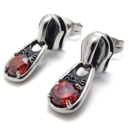 Røde Diamant Titanium Øreringe
