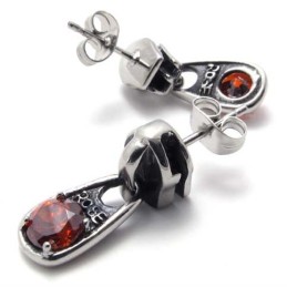Røde Diamant Titanium Øreringe