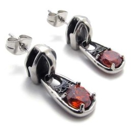 Røde Diamant Titanium Øreringe