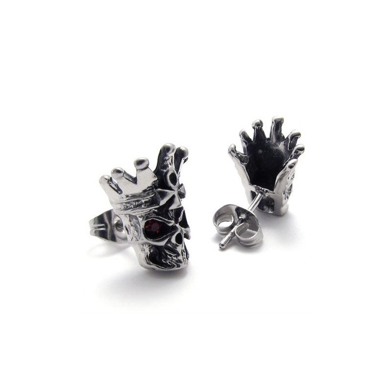 Røde Diamantkranie Titanium Øreringe