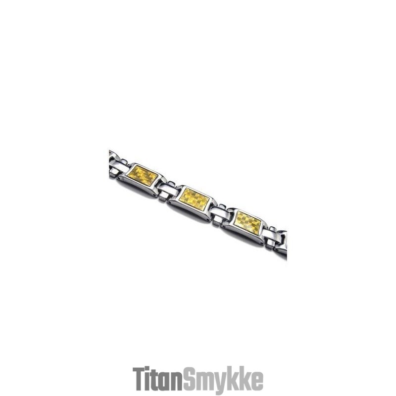 Herremagnetisk Armbånd I Ren Titanium Med Gyldent Og Sølvfarvet Mønster