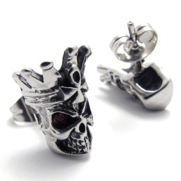 Røde Diamantkranie Titanium Øreringe