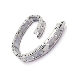 Herrearmbånd I Hvidt Sølv Med Rent Titanium I Gummi