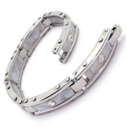 Herrearmbånd I Hvidt Sølv Med Rent Titanium I Gummi