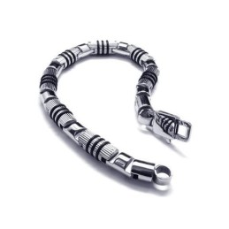 Herrearmbånd I Sølv, Sort 316L Ren Titanium
