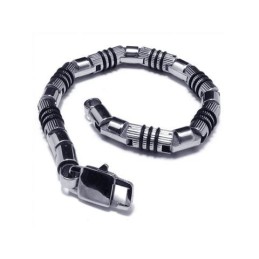 Herrearmbånd I Sølv, Sort 316L Ren Titanium